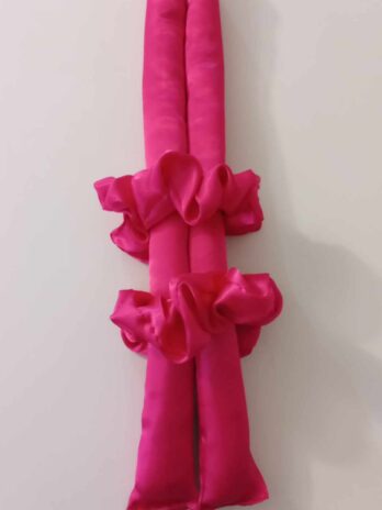 Curler without heat in fuchsia satin with a length of 100 centimeters